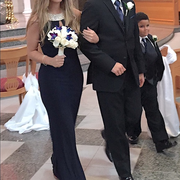 David’s Bridal - JS Boutique - Navy Blue gown EUC - size 4 - Picture 9 of 9